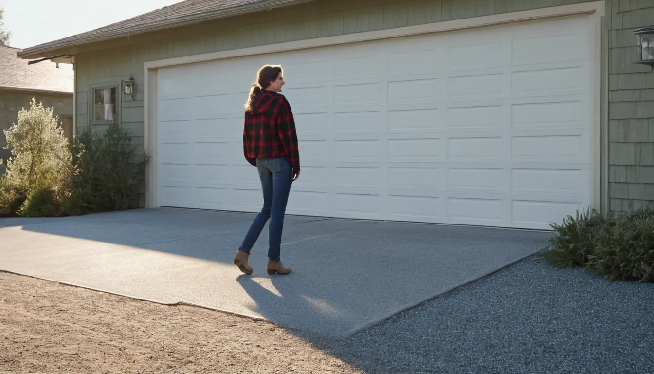 A calm homeowner looking at their garage door in Troy